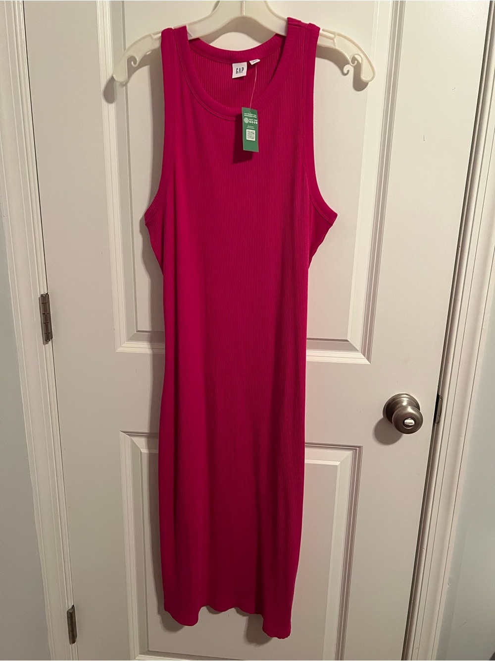 GAP Hot Pink Ribbed Tank Midi Dress